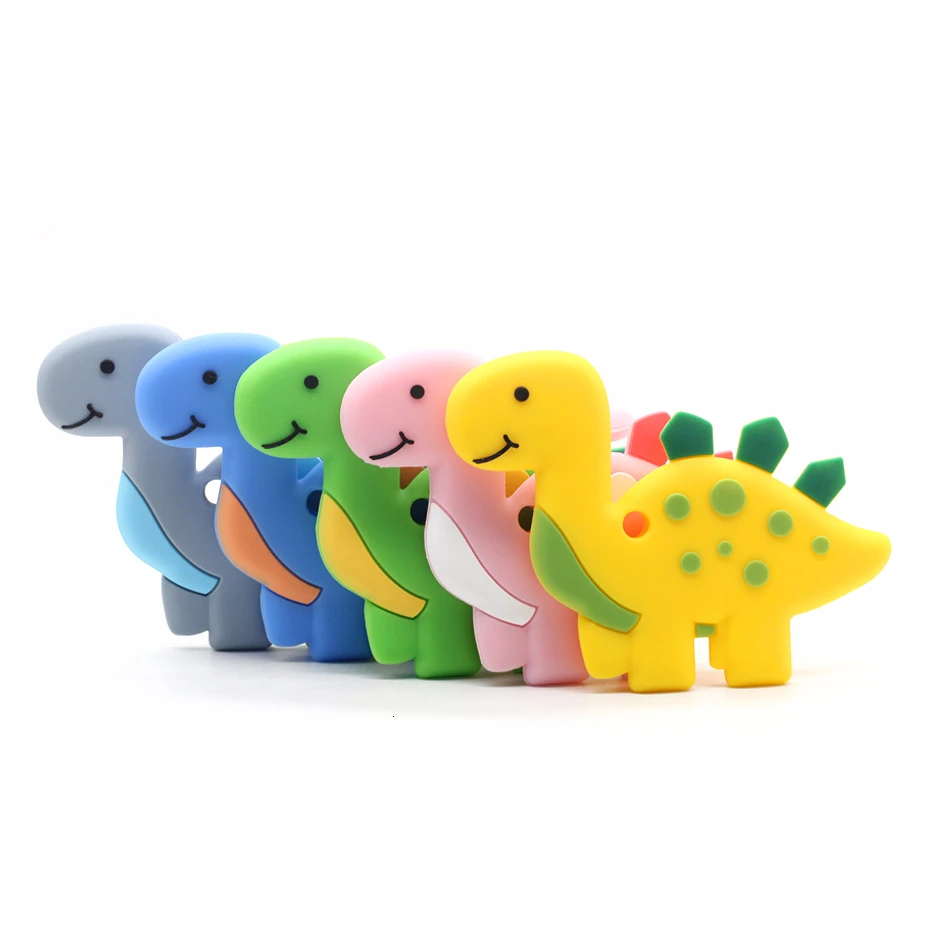 

New 1pcDinosaur Shaped Food Grade Silicone Baby Teether Pendant Necklace Accessories BPA Free Chewable Toys 5 Colors