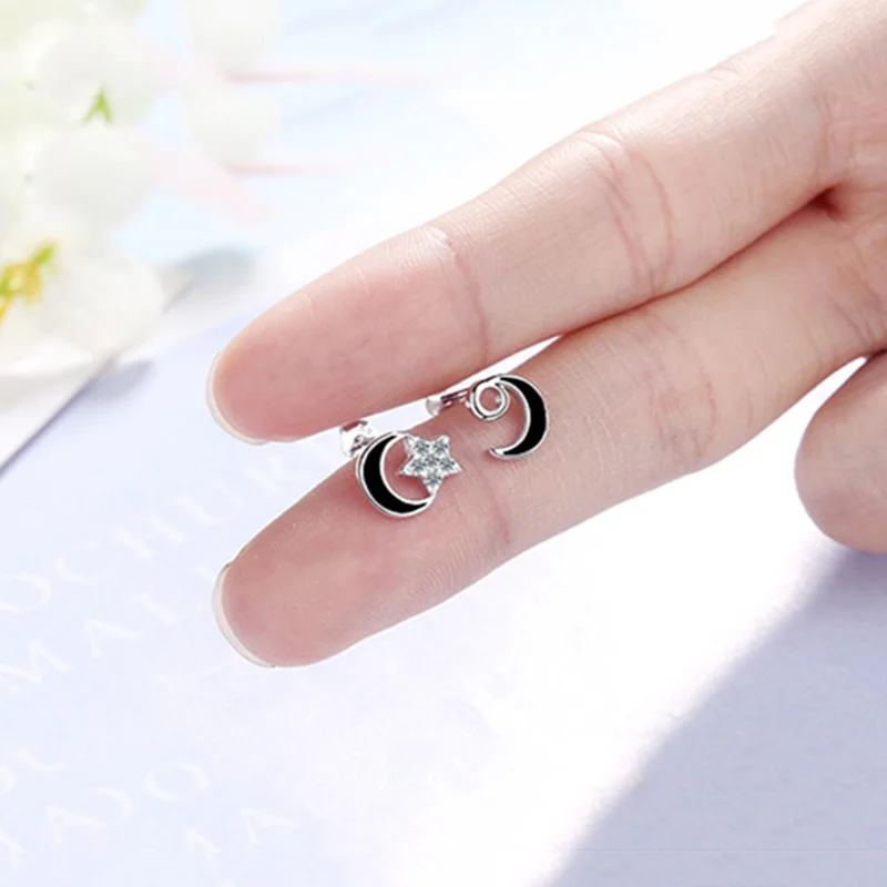 MEETSOFT 925 серебро кристалл серьги со шпилькой для женщин модные Асимметричные