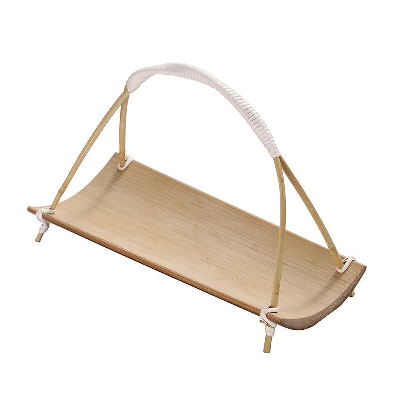

Bamboo Towel Holder Creative Retro Refreshment Tray Bamboo Braided Handle Tea Towel Holder Hotel Bamboo Tray Tea Set Accessories