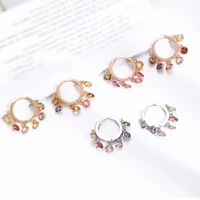small circle hoop earrings for women gift 2021 colorful cz cryatl gold silver plated earrings female luxury jewelry accessories