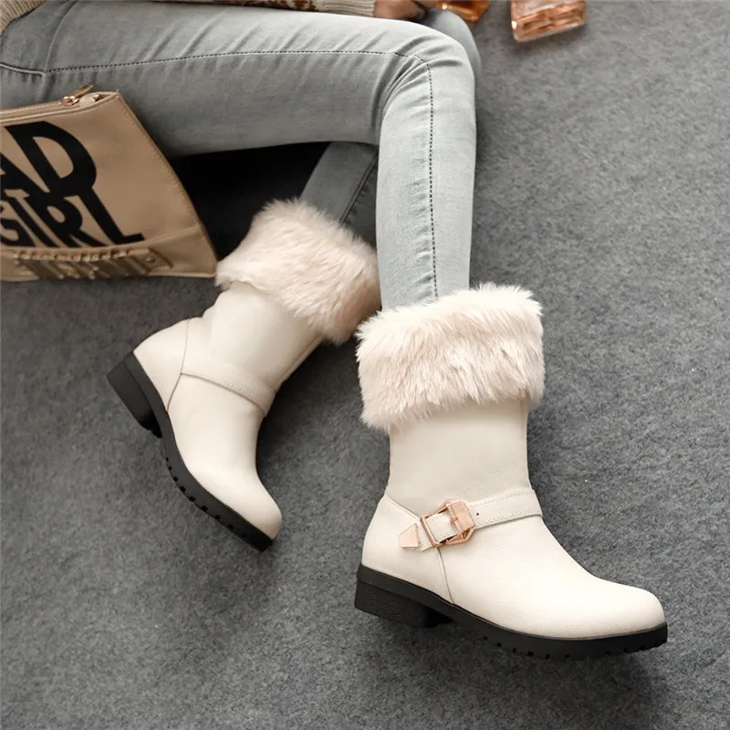 MoonMeek/Большие размеры 34-43 модные зимние ботинки женские ботильоны без застежки с