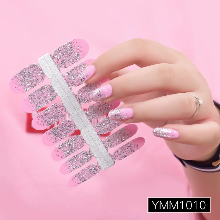YMM1010 14 шт/Лист наклейки для ногтей стойкая блестка для ногтей безопасные нетоксичные для беременных женщин наклейки для ногтей s 10 цветов - Цвет: YMM1010