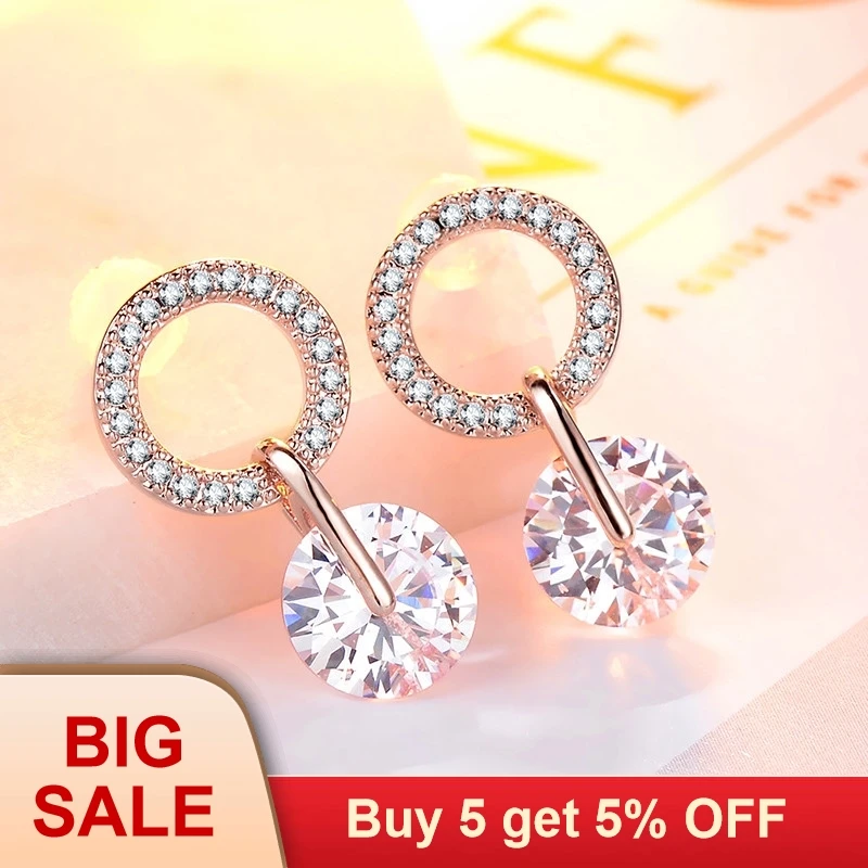 Роскошные женские белые круглые серьги модные свадебные украшения из серебра 925