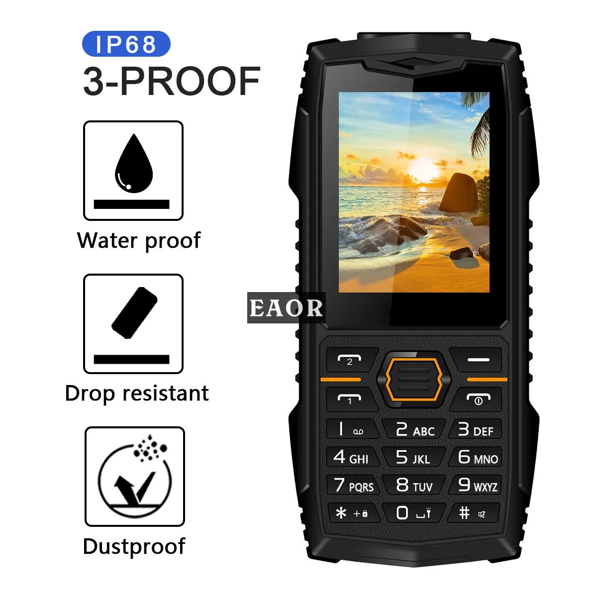 

EAOR 2G водонепроницаемый прочный телефон пыленепроницаемый с большим аккумулятором телефон 2,4 дюймов две SIM-карты Функциональная панель Теле...