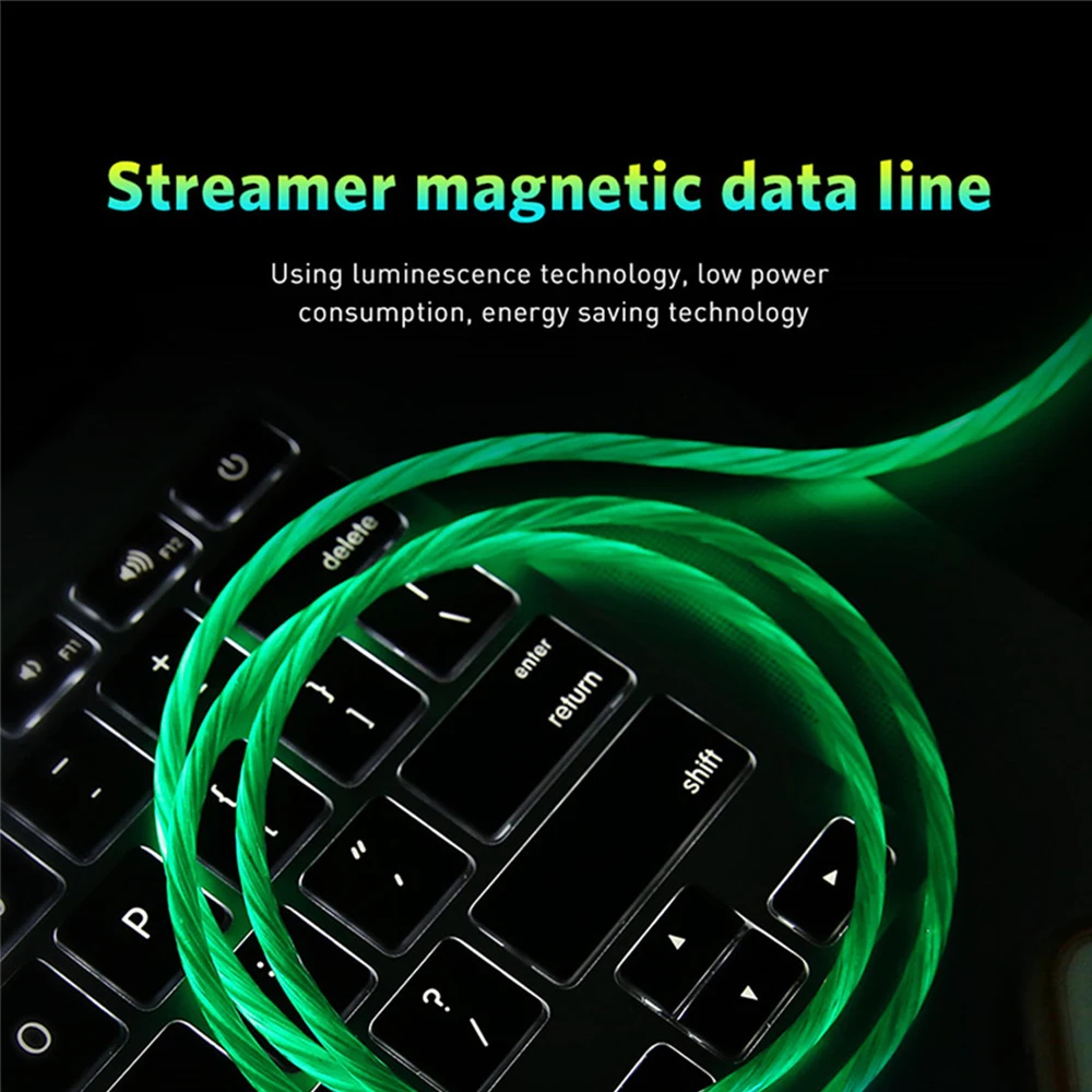Glowing LED Cable 3A Fast Charging Micro USB Type C High Speed Data Transfer Flowing Streamer Light Cord | Мобильные телефоны и