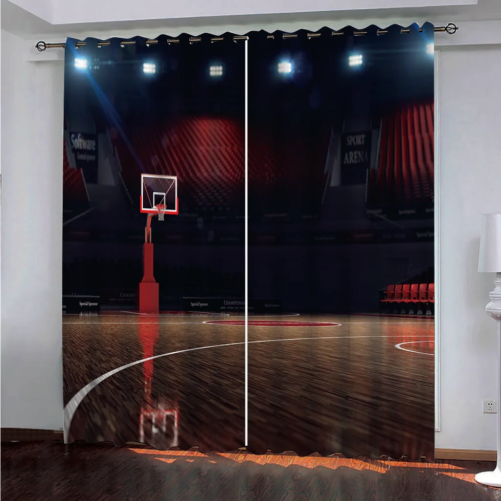 Занавески SOFTBATF с принтом баскетбольной площадки затемняющие шторы тканевые