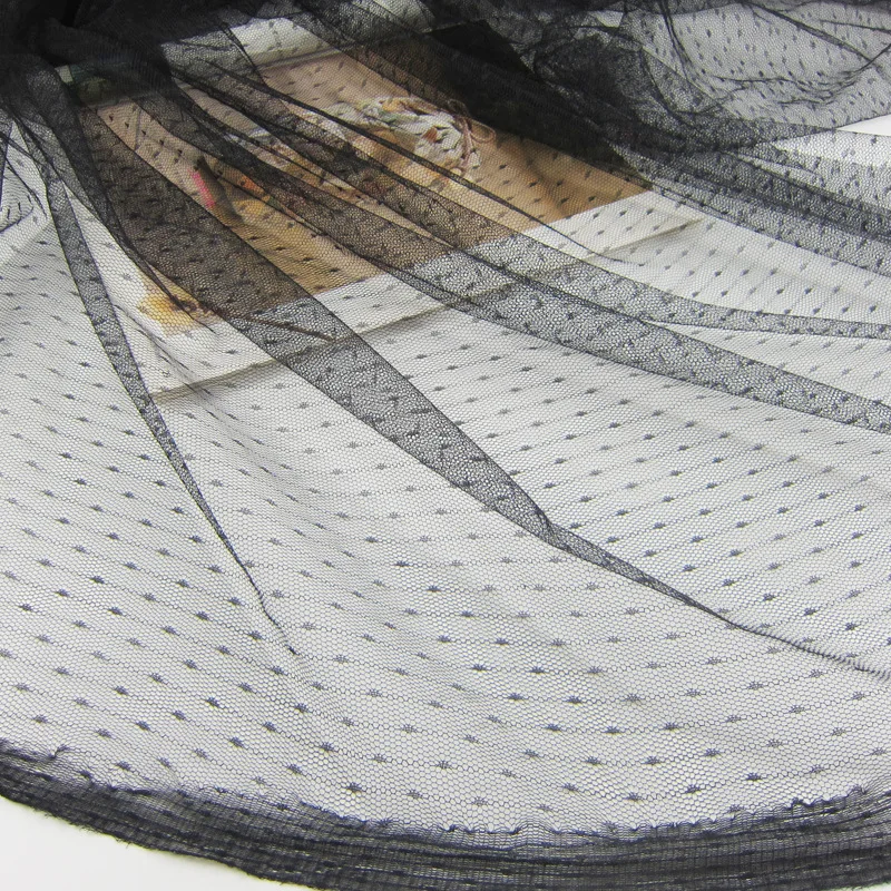 1 ярд 155 см в ширину из жаккарда черного цвета с узором горошек тюлевой ткани для