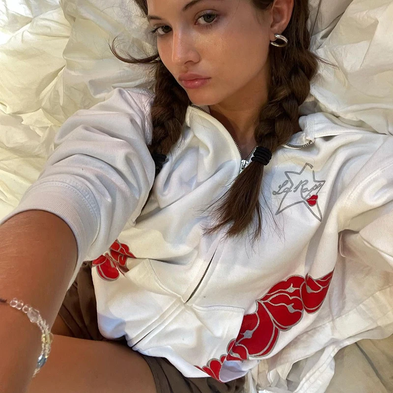 

Пикантная уличная одежда grune в стиле Харадзюку на молнии, кавайные женские толстовки, корейская мода, свитшот с облачным принтом, Женская ку...