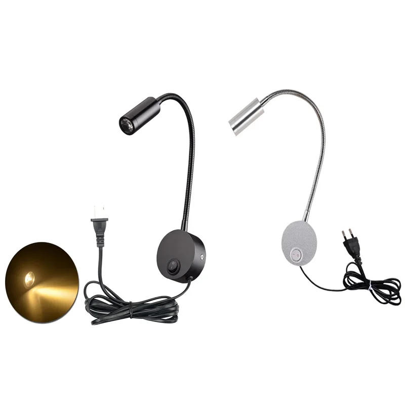 Современная светодиодная настенная лампа с гибким шлангом серебристый