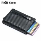 BISI GORO, кредитный держатель для карт, высокое качество, алюминиевая коробка, кошелек для карт, RFID, кожаный чехол для карт, магнит, карбоновое волокно, кошелек для монет