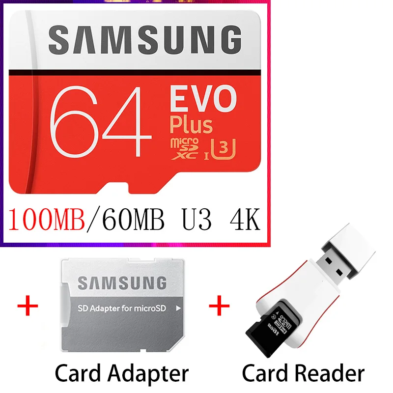 MB-MC64G-KT5-CA1001 Карта памяти SAMSUNG EVO 32 64 128 Гб Micro SD 128 ГБ 32 ГБ 64 Гб 256 ГБ 512 Гб Micro SD карта SD/TF флэш-карта microSD carte для телефона - Емкость: MB-MC64G-KT5-CA1001