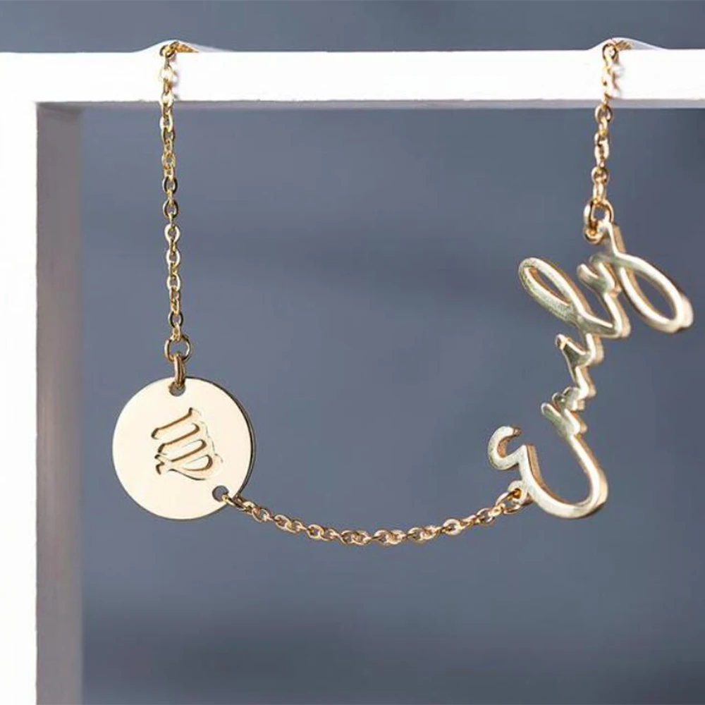 FYW модная круглая бирка и имя на заказ ожерелье Персонализированная подвеска