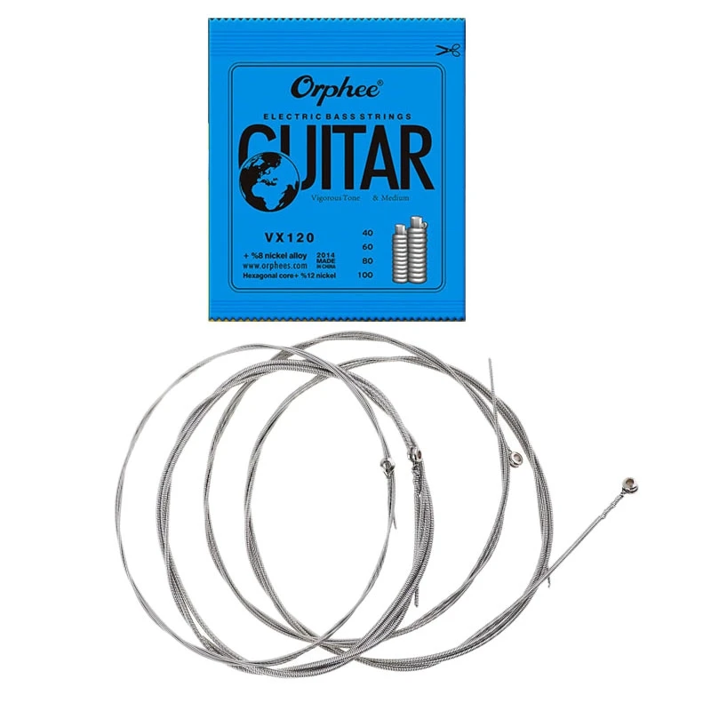 

Orphee 4Pcs/Set VX120 Bass Strings 040-100 Nickel Alloy Vigorous Tone Strings Bass Accessories