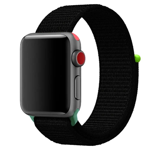 Последняя нейлоновый ремешок für apple watch группа 4 44 мм/40 мм, correa apple watch 3 42 мм/38 мм iwatch серии 4/3/2 bunte stecker чехол для телефона на руку - Цвет ремешка: black 8 hit