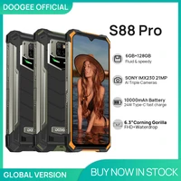 doogee s88 pro rugged smartphone 10000mah telephones helio p70 octa core 6gb ram 128gb rom ip68ip69k smart phone android 10 os