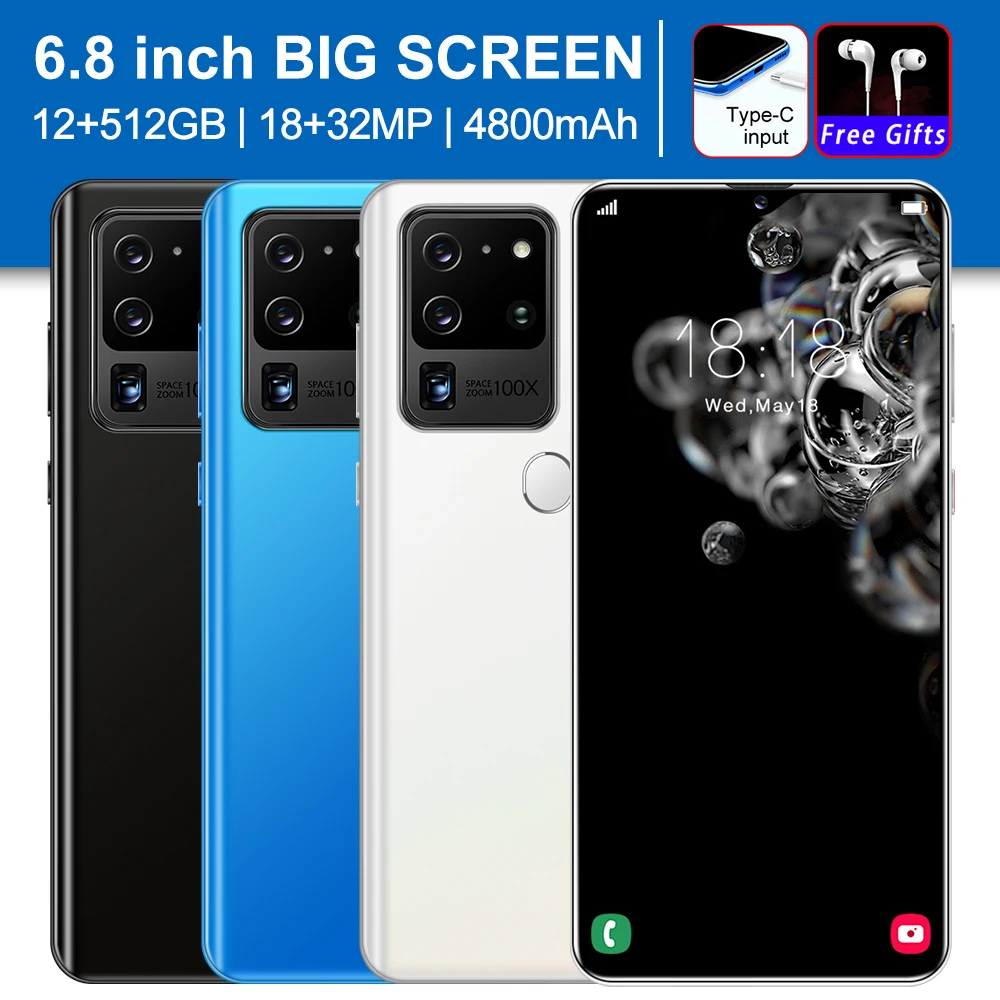 

Minimum Price Global Version S30U Plus 6.8 Inch Andriod10 18MP 32MP Smartphone Snapdragon 888 Face ID Finger Print 5G Cellphone