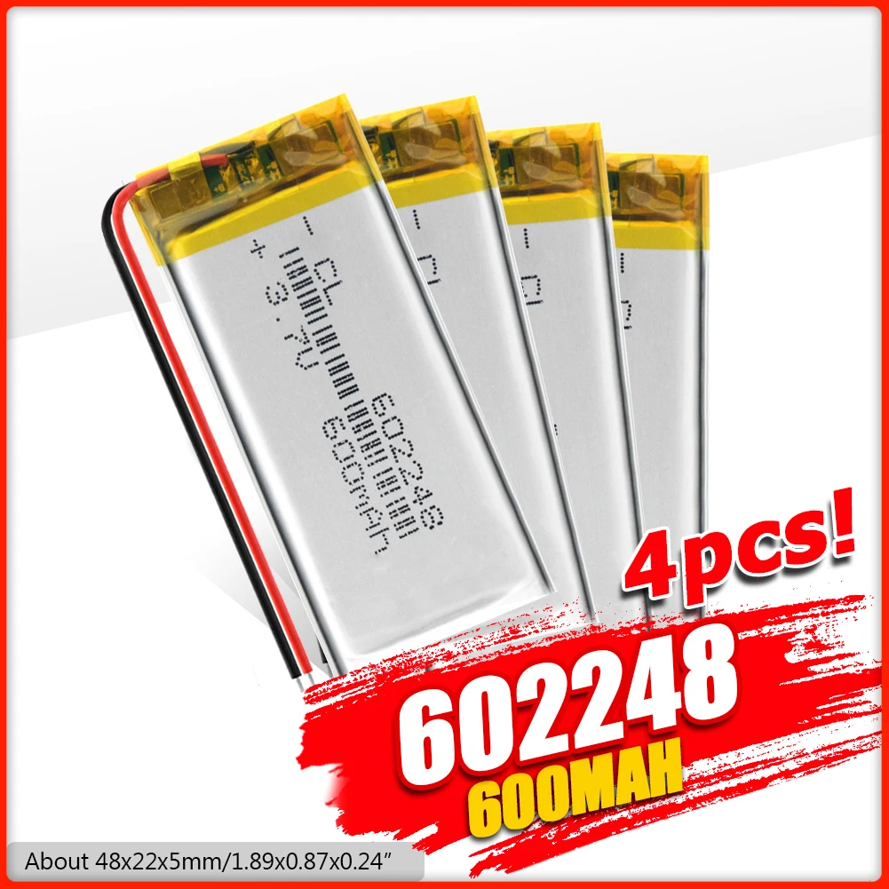 Перезаряжаемый литий полимерный аккумулятор 600 мАч ионный 602248 для GPS MP3 MP4 PSP Bluetooth