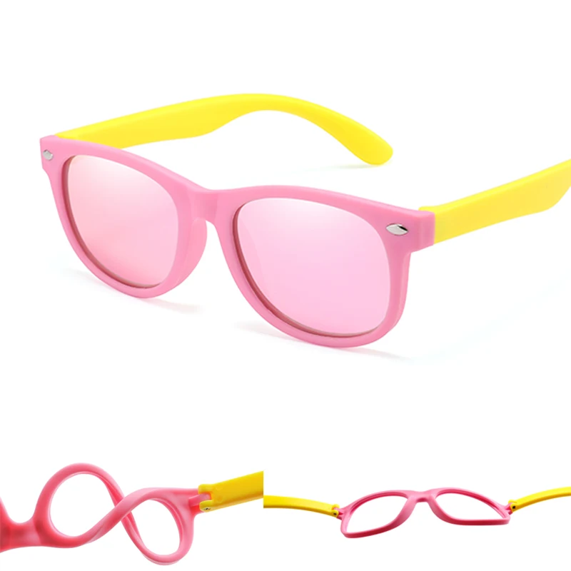 

Rubber Polarized Sunglasses Kids TR90 Boys Girls Mirror Polaroid Sun Glasses Silicone Safety Glasses for Children Baby UV400