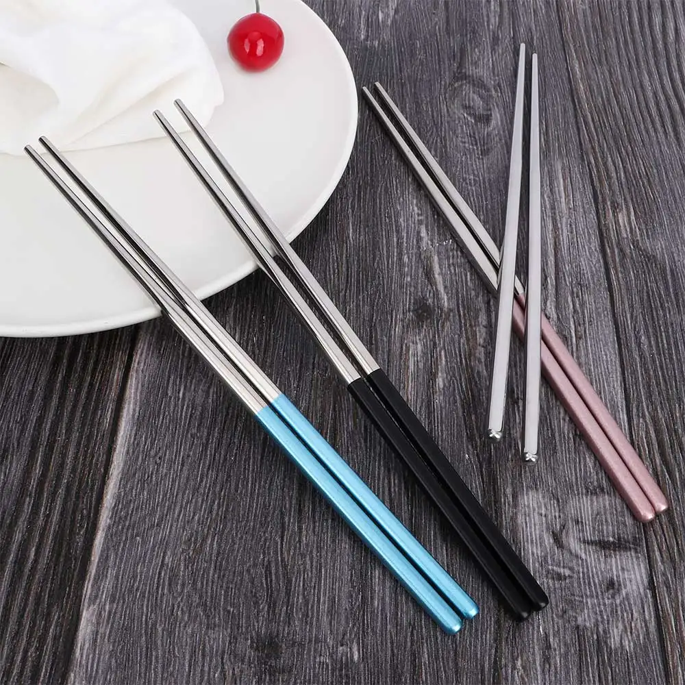3Pcs Stainless Steel Chopsticks Spoon Fork Tableware Set Portable Gift Box Adult School Travel Picnic Wheat Straw Cutlery Set