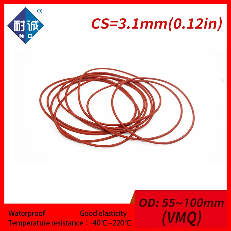 1 шт./лот силиконовый каучук красный VMQ CS 3 мм OD55/60/100 прокладка кольцо силикона