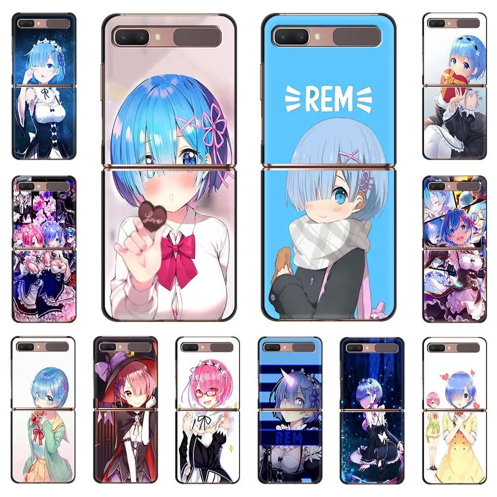 

Phone Case For Samsung Galaxy Z Flip Fold Hard PC Cover For Galaxy ZFlip 5G Mobile Bag Back Shell Re ZERO Ram Rem In World Anime