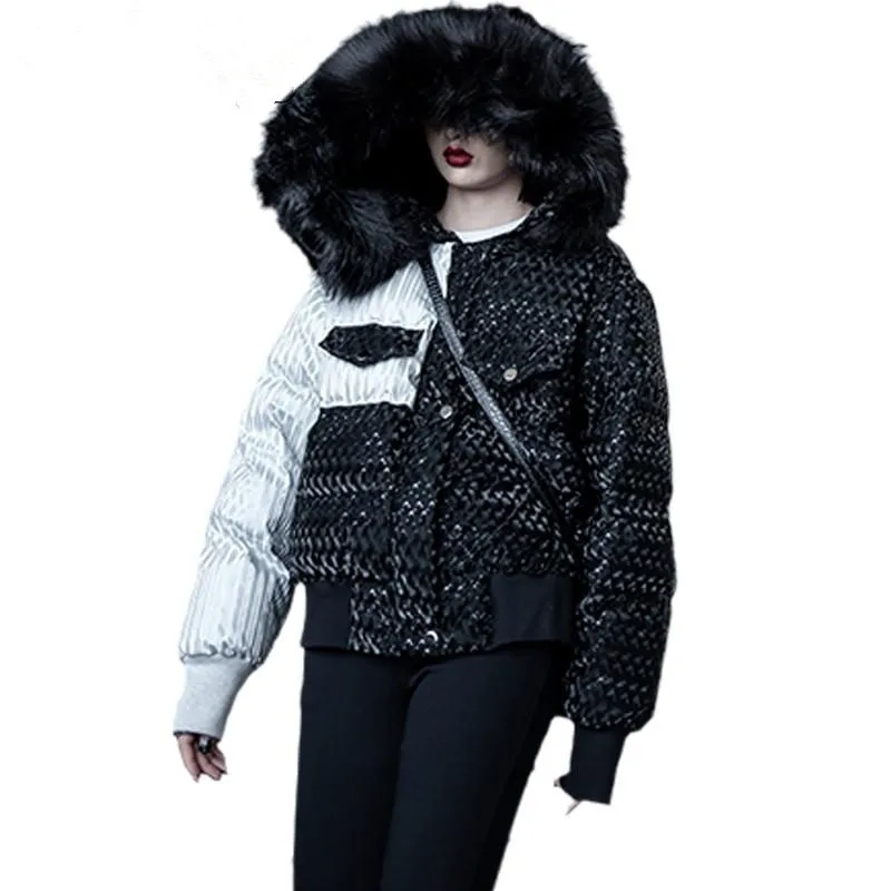 

Женская хлопковая парка с капюшоном, зимняя верхняя одежда, куртка, пальто, подходящие цвета короткие женские куртки, стеганое пальто, новая...