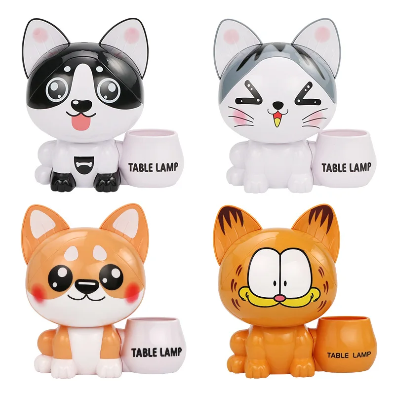 

Cat Pen Holder Cartoon Desk Lamp School Student Kindergarten Children's Gift Small Night Light