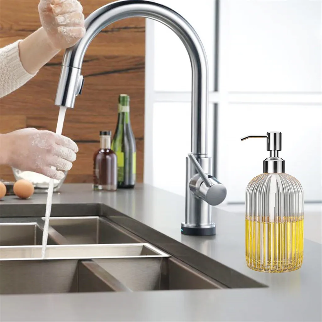 Простой Большой ручной диспенсер для мыла 18 унций прозрачный стеклянный шампуня