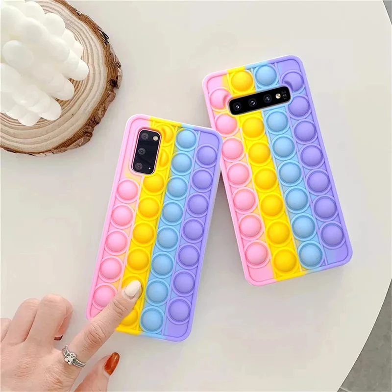 

Push Bubble Fidget Toys 3D Soft Case For Samsung Galaxy S21 Ultra 5G S20 FE S10 Plus S9 S8 Note 20 10 9 Stress Reliver Cover