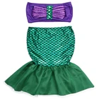 Для маленьких девочек, детские штаны, Детские Купальник в форме русалки купальный костюм, костюм для маленьких девочек одежда набор русалки ТопУдлиненный топ юбка рыбий хвост