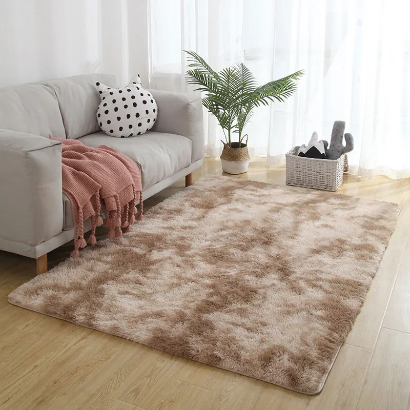 

Grey Carpet Tie Dyeing Plush Soft Carpets For Living Room Bedroom Anti-slip Floor Mats Bedroom Water Absorption Carpet Rugs