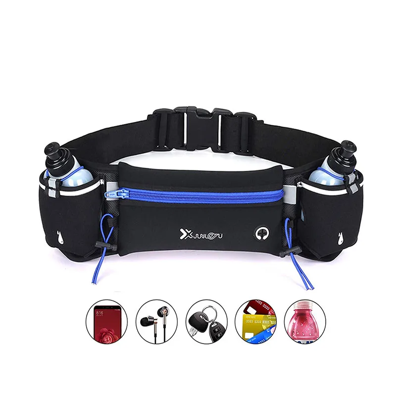 

Waterproof Dual Pocket Running Belt Bag Trail Running Waist Bag For Phone Sports Fitness Gym bags Man/Woman with Water Bottle