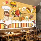 Пользовательские гамбургеры Западный фаст-фуд ресторан фон Стена настенная 3D Снэк бар Гамбургеры Пицца картошки фри настенная бумага 3D