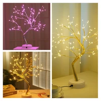 batteryusb mini christmas tree copper wire led night lights christmas decorations for home room fairy lights 2022 new year gift