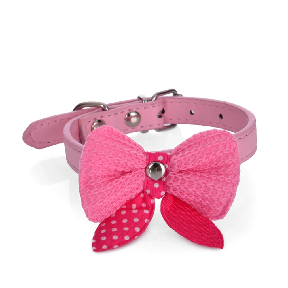 

Bow Cat Collar Kitten Double Layer Bowknots Kitten Adjustable strap for safety walking training little big Cat