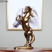 creative resin golden standing horse sculpture crafts porch bookcase decoration art simulation animal sculpture home decoration