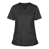 solid women work uniform nurse tops with pocket blouse tops short sleeve v neck scrub top healthcare carer tunic %d0%bc%d0%b5%d0%b4%d0%b8%d1%86%d0%b8%d0%bd%d1%81%d0%ba%d0%b0%d1%8f a50