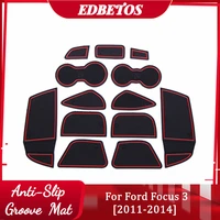 for ford focus 3 mk3 facelift st rs door groove anti dirty mats cup holder liners 2011 2012 2013 2014 full kitredwhite trim