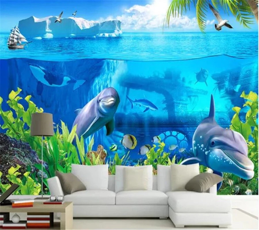 mural Custom wallpaper papel de parede Seabed iceberg sea animal world stereo 3D TV background wall papier peint behang | Обустройство