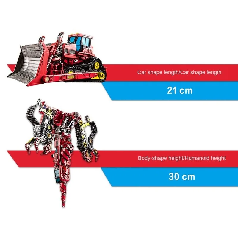 

25cm Transformation MT01 Die Cast Metal Enlarged Bulldozer Roaring Devastator Red Robot Deformation Action Figure Toys