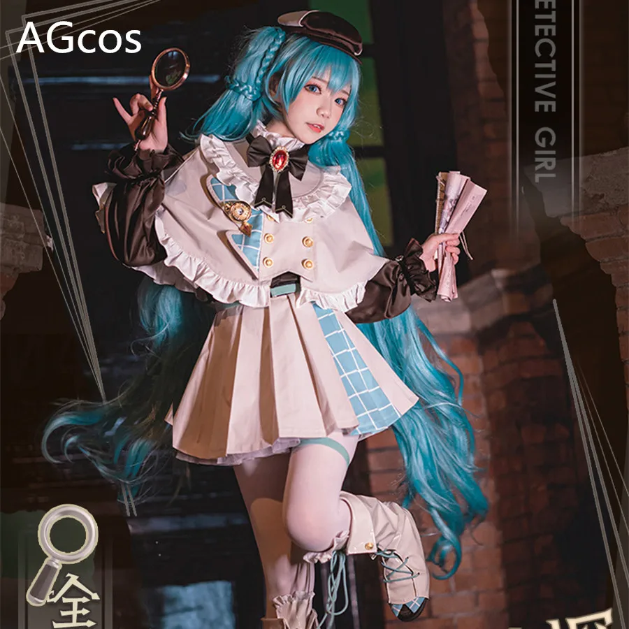 Женский маскарадный костюм для косплея AGCOS Vocaloid Little Detective Miku | Тематическая одежда