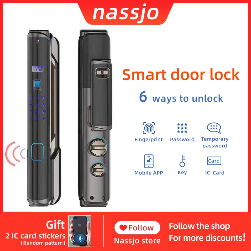 

Nassjo Smart Electronic Lock Fingerprint Door Lock Safe Intelligent Biometric Lock With Digital Password IC Card Unlock For Home