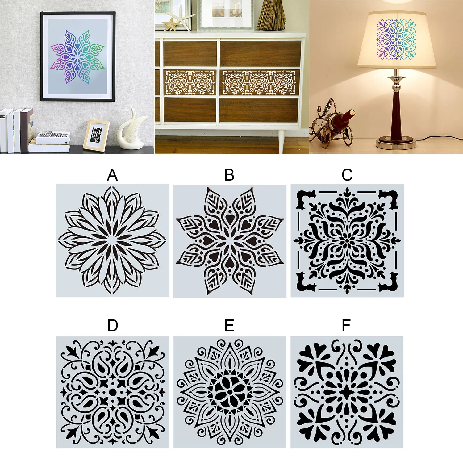 Многоразовые мандалы шаблон Раскрашивание живопись Рисование инструмент