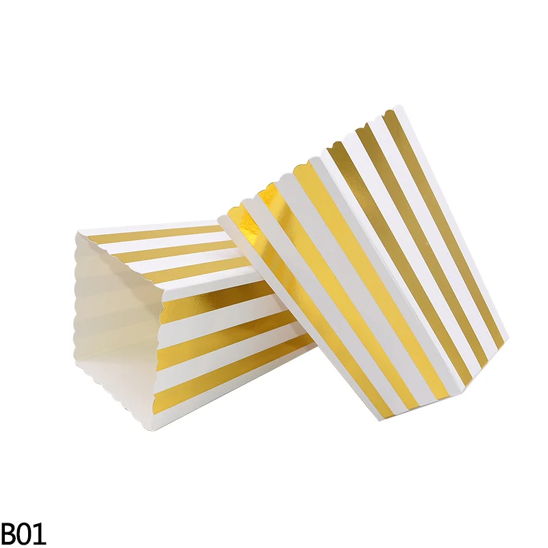 B01 gold striped 6/12 шт в горошек Волна Полосатый серебро розовое золото попкорн Коробка Сумка День Рождения декорации на свадьбу, вечеринку праздник в честь рождения ребенка, Рождество вечерние поставки - Цвет: B01 gold striped