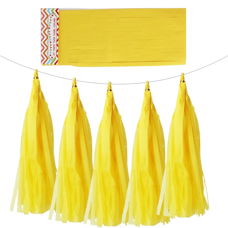 Yellow 25 шт./лот = 5 сумки 14 ''тонкая глянцевая бумага Фольга лента-гирлянда из белого золота 22 Цвета на свадьбу, день рождения, детский душ вечерние украшения - Цвет: Yellow