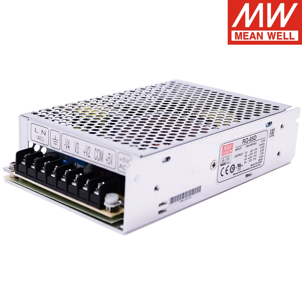 

MEAN WELL RQ-85D 84W Quad Output Switching Power Supply 110V/220V AC TO DC 5V 12V 24V -12V 6A 2A 1A 0.5A Meanwell SMPS