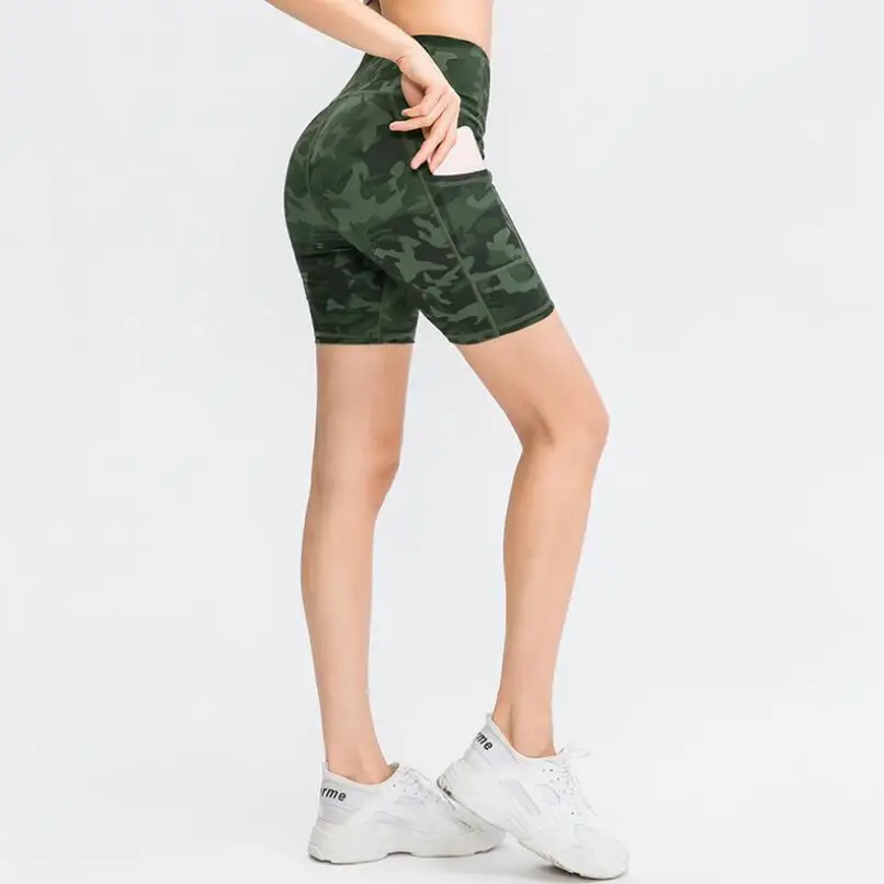 

Seamless Sports Yoga Shorts Leggings Women High Waist Fitness Workout Running Tights Tummy Control Quick Dry Pants with Pockets