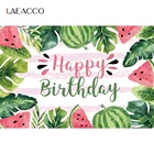 Laeacco день рождения, Фотофон в полоску, арбуз, тропические листья, летняя фотография, фоны для детского душа, Фотостудия