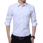 Мужская хлопковая рубашка, с длинным рукавом, приталенная, белая, 4XL, 5XL