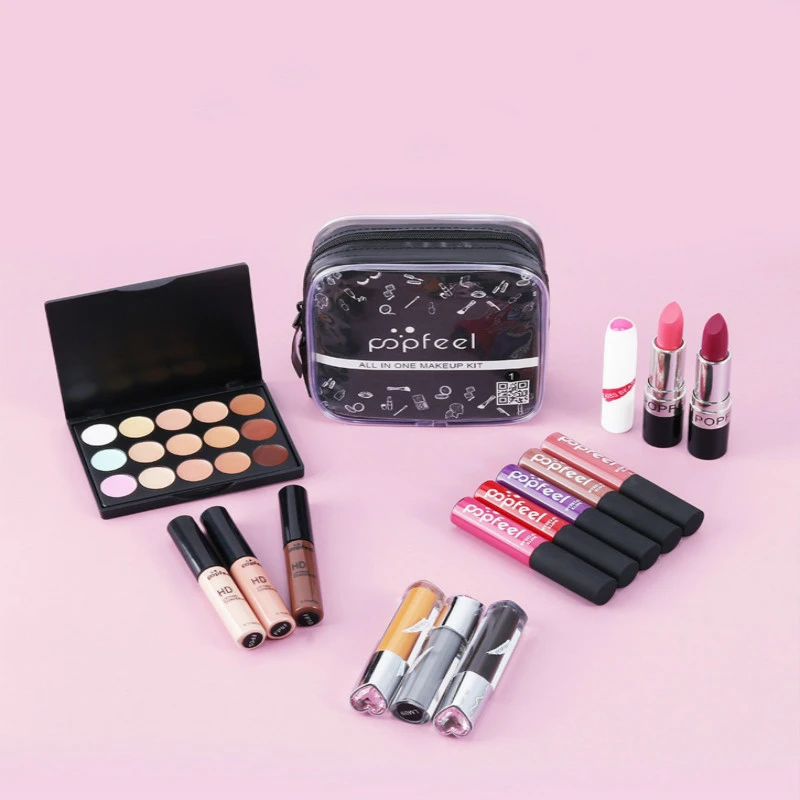 

Makeup Eye shadow Concealer Powder Lip Gloss Make up Brush Lipstick Eyeshadow palette With Make up Bag Full Starter Make up Kit